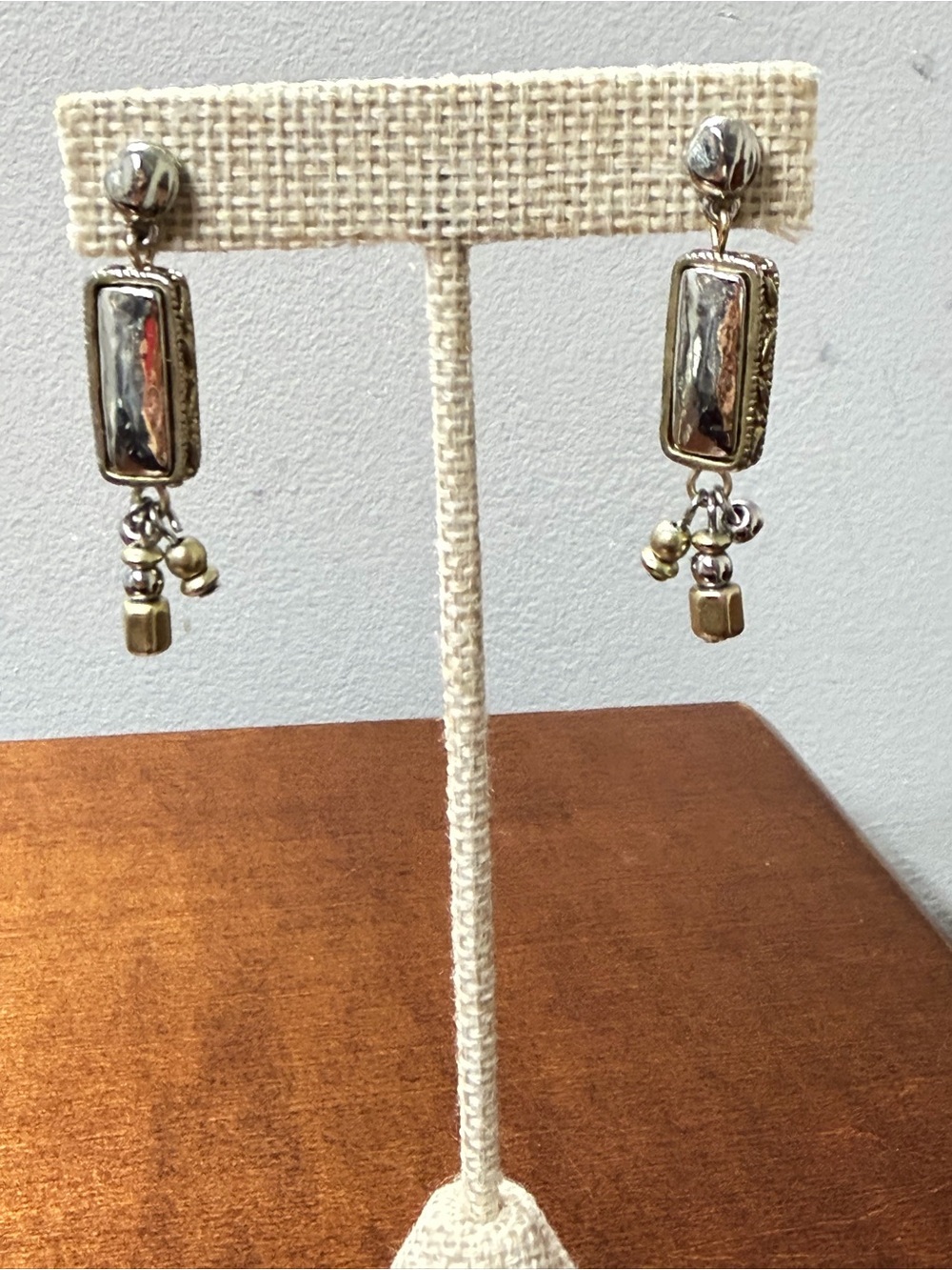 Rectangular Drop Earrings in Gray & Silver Like New